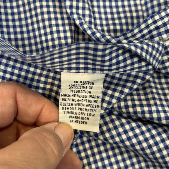 Ralph Lauren‎ Blue White Gingham Check Button Down Long Sleeve Shirt Size L - Picture 6 of 7